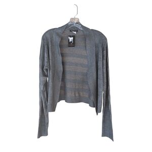 Esperanza Charcoal Open Front Shadow Striped Cardigan XL
